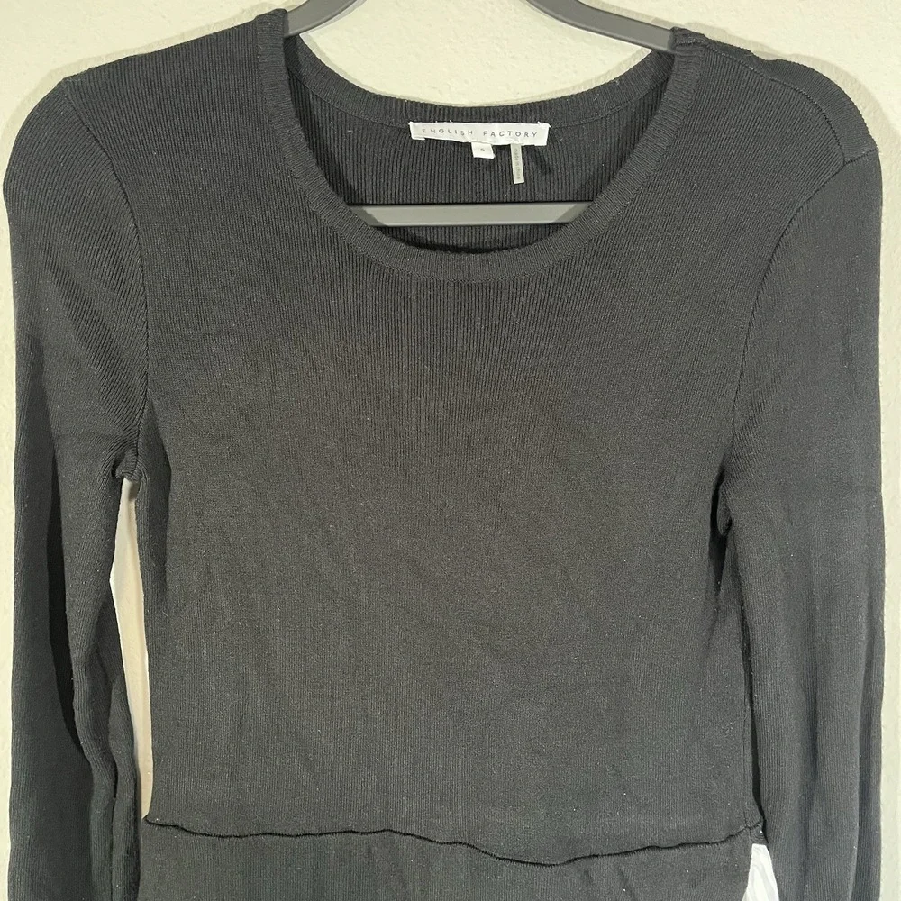 English Factory Black White Tiered Contemporary Mini Dress Size S quiet luxury - Picture 8 of 9
